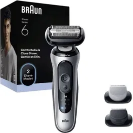 Braun Series 6 62-S1650S Plata, Afeitadora Eléctrica para Hombre con Accesorios de Recorte de Cuerpo y Cara
